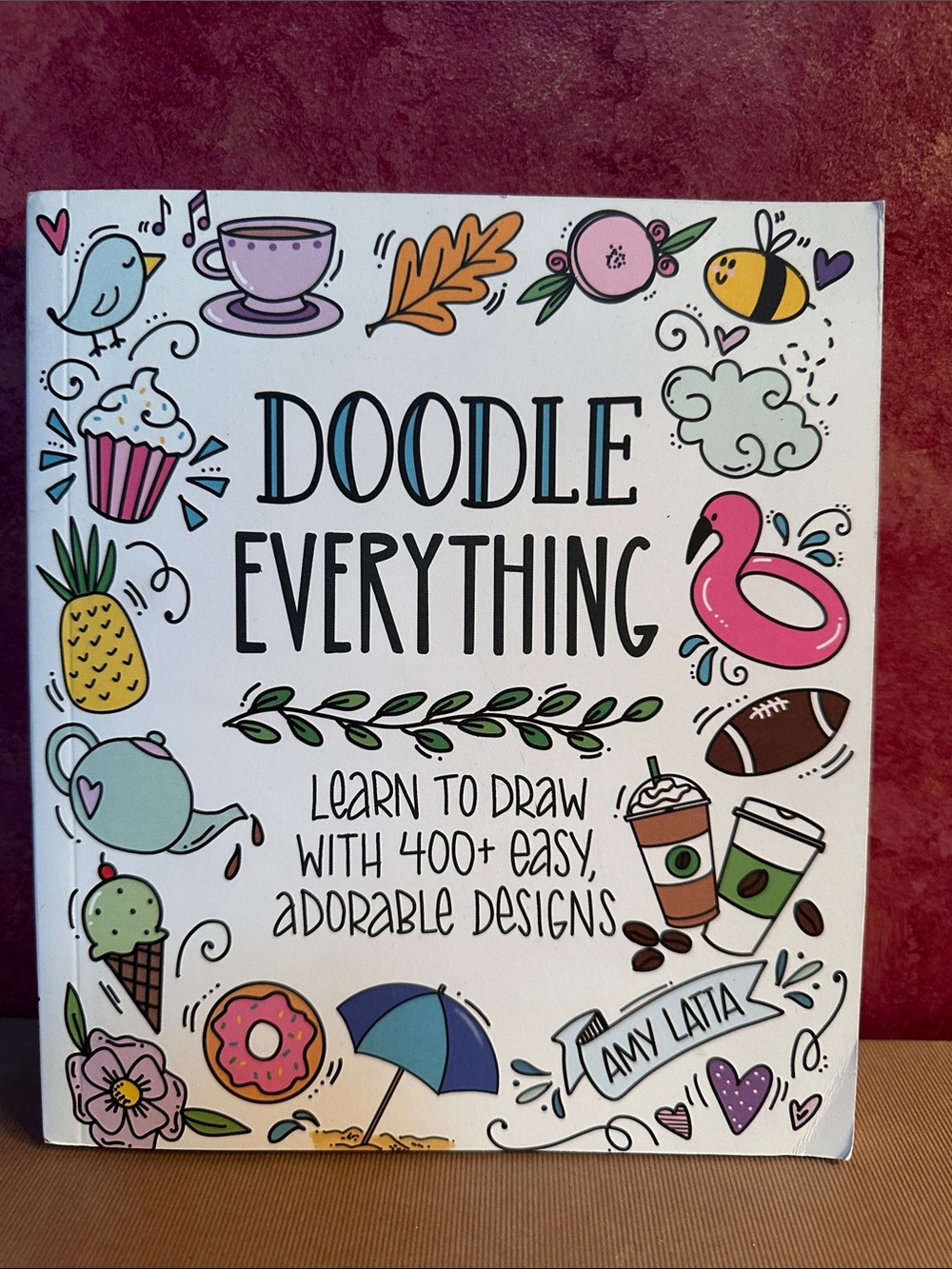 Doodle Everything Book - White with Multicolor Doodles learn to draw
